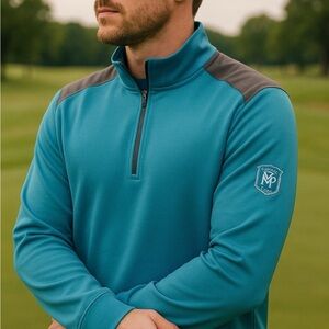 Nike Golf Sweatshirt Mens Large Blue Gray Dri-Fit Morris Park Country‎ Club Tour